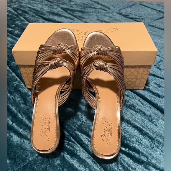 JEWEL BAGDLEY MISCHKA  women gold block heel sandals/size 6.5 - Picture 6 of 12